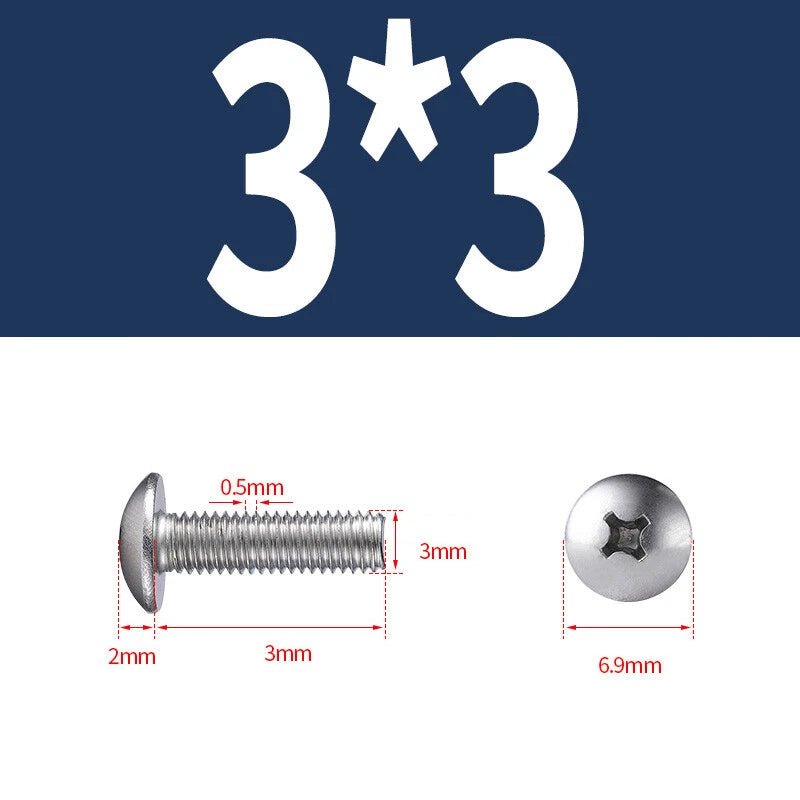 Phillips Button Head Machine Screws — Steel M2 M2.5 M3 M4 M5 M6 - HomeDIYer