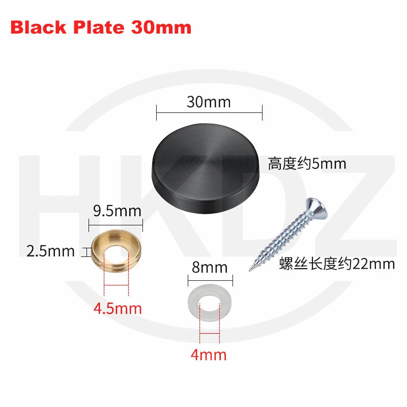 Stainless Steel Mirror Screw Cover Caps – Decorative Disc Plates for Glass, Mirrors & Furniture (16-50mm, Flat/Dome, Silver/Gold/Black/Rose Gold)