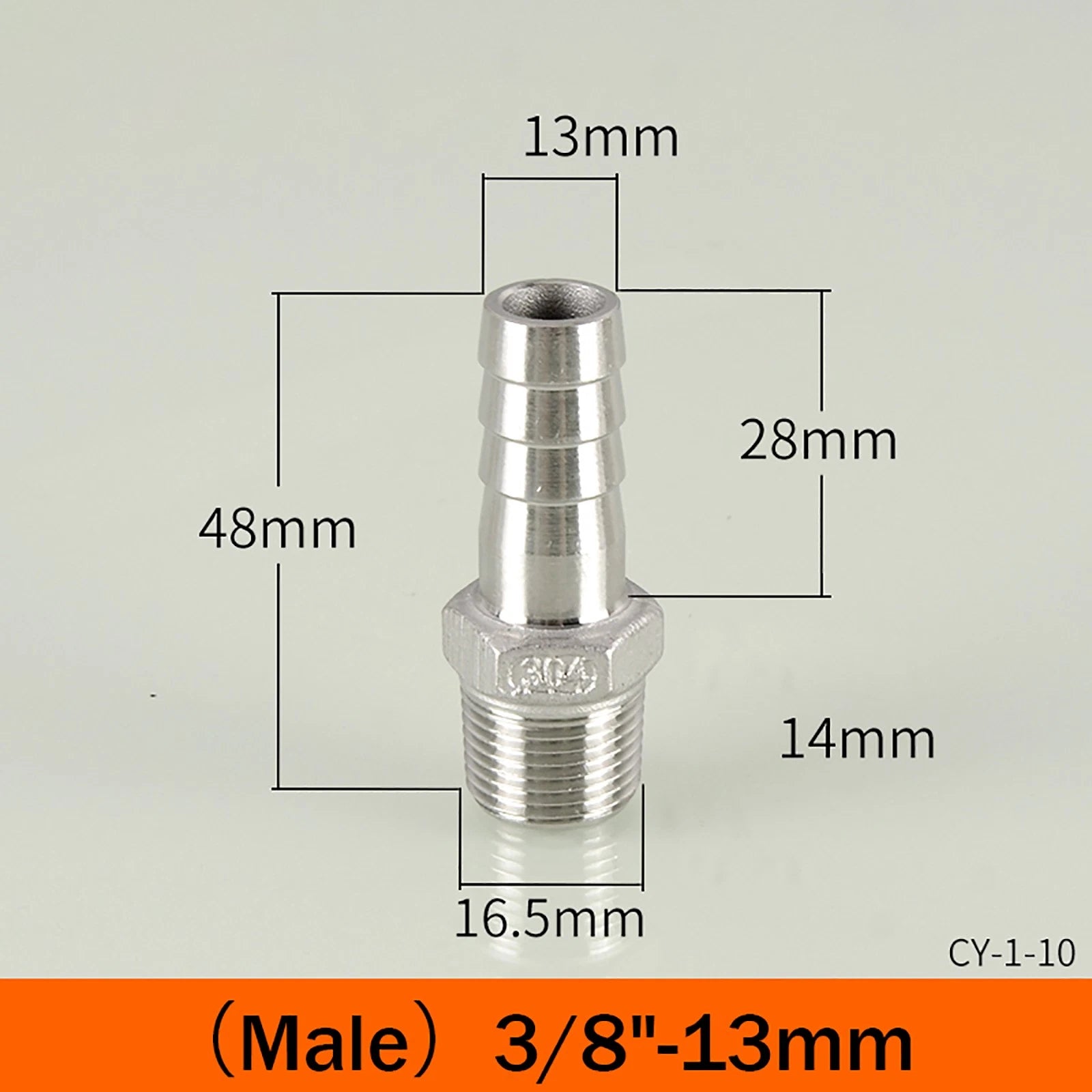 BSP Male Taper Thread x Hose Tail Adapter Fittings — Stainless Steel 304