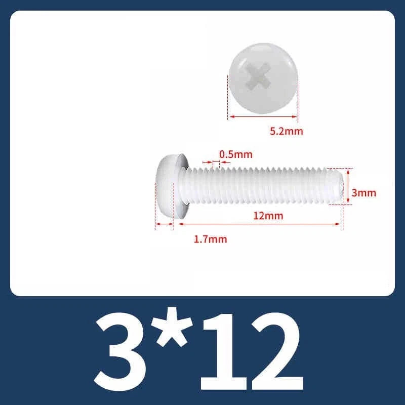 White Nylon Phillips Pan Head Machine Screws – M2 to M8, Non‑Conductive & Corrosion‑Free (PA66)