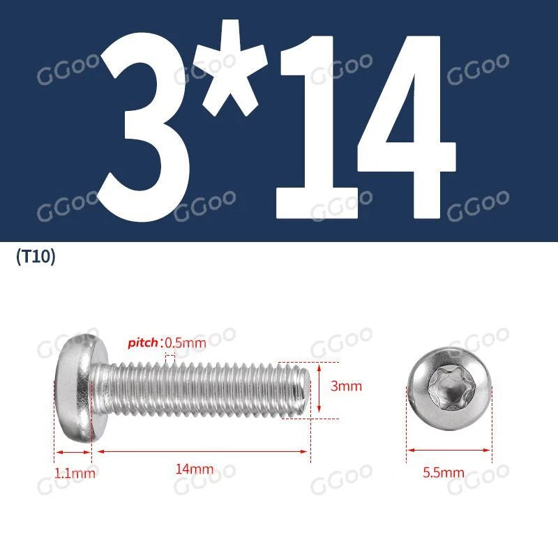 A2 Stainless Steel Torx Pan Head Machine Screws — M2 to M8, Six-Lobe Drive
