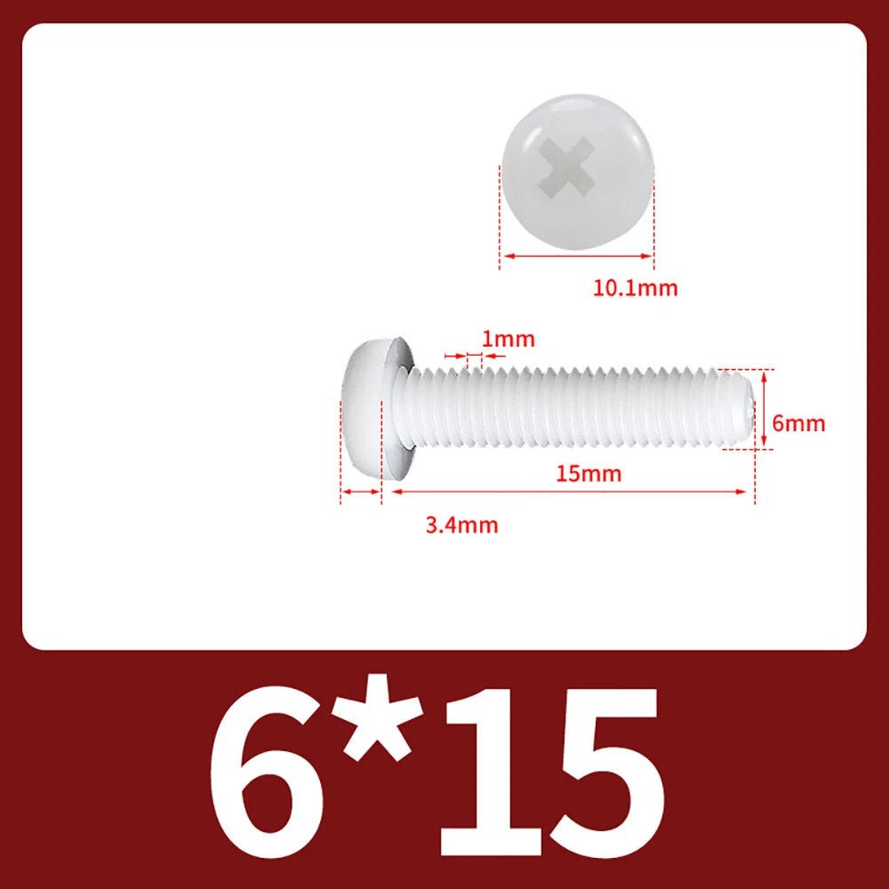 M5 M6 M8 Nylon Phillips Pan Head Machine Screws – Black & White - HomeDIYer