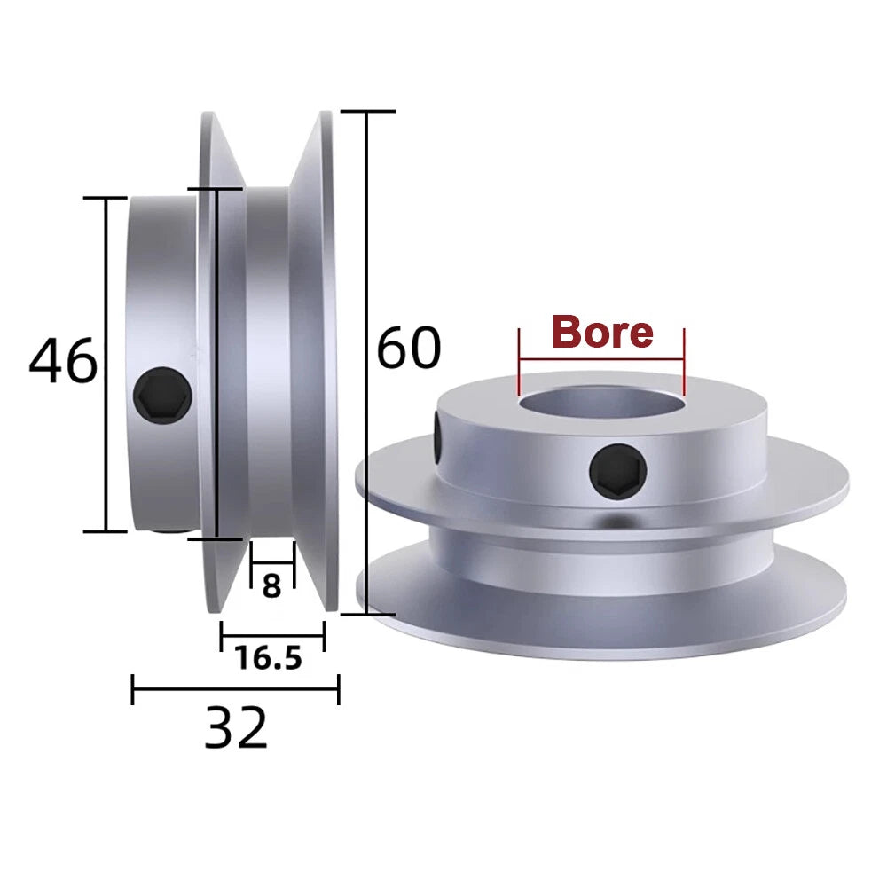 OD 50/60/80/100mm Pulley Aluminum V Single Groove Pulleys Wheels for B-Type Belt