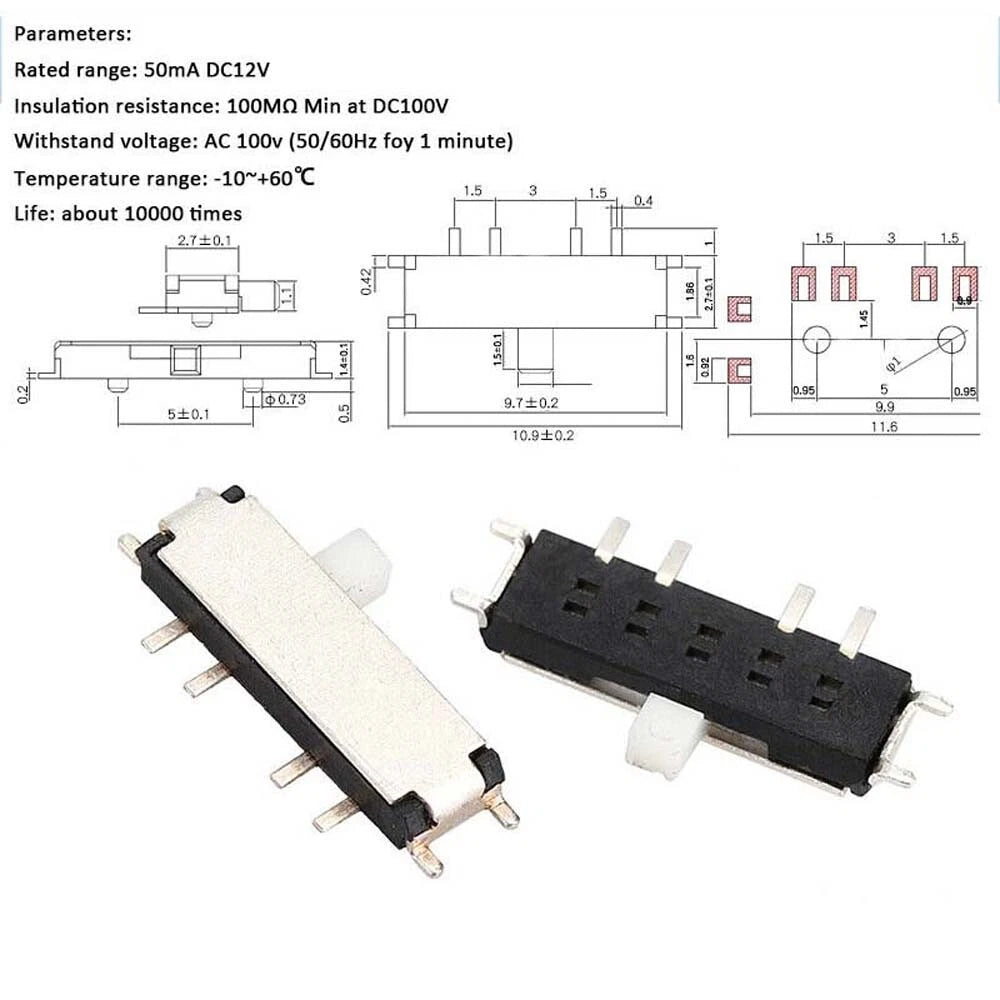 Miniature Slide Toggle Switch — 2/3-Position, Single/Double Row, Vertical & Horizontal, Through-Hole & SMD