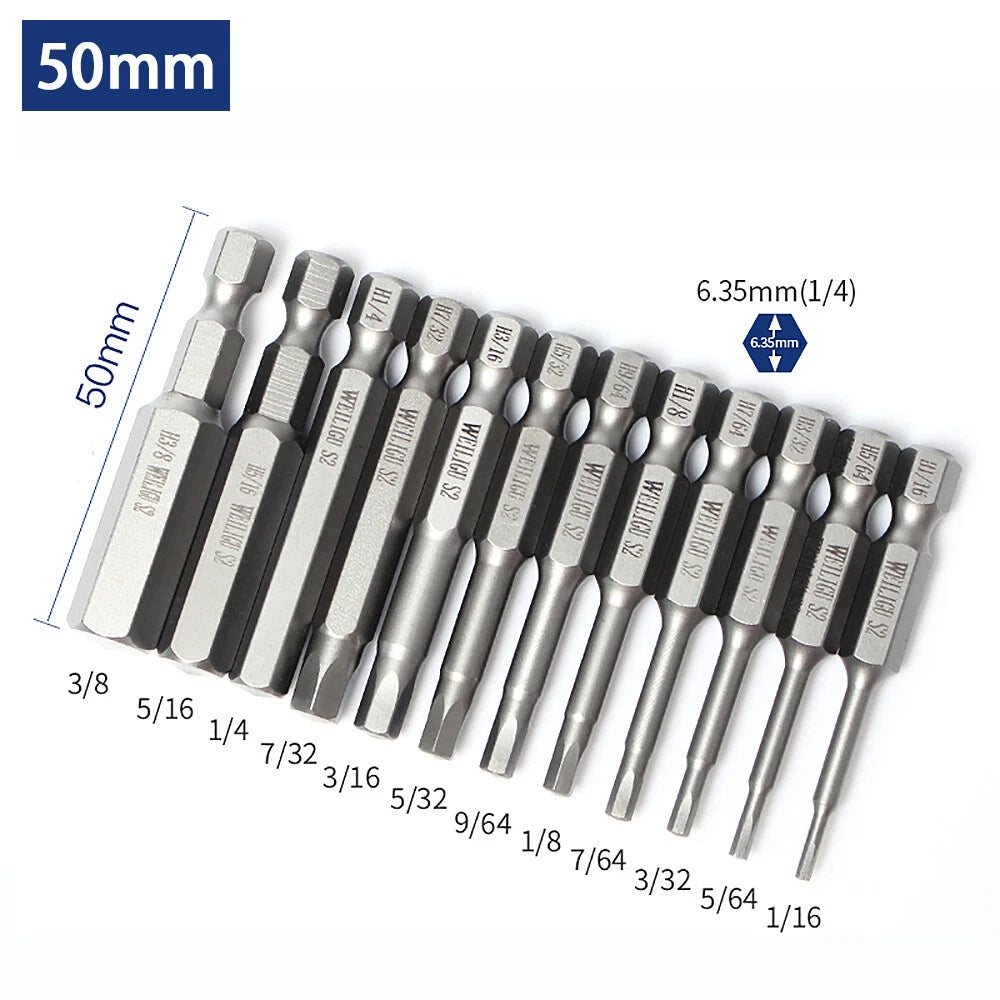 Hex Head Allen Wrench Drill Bit Set 1/4 hex shank Inch 1/8 5/32 3/16 7/32 3/32