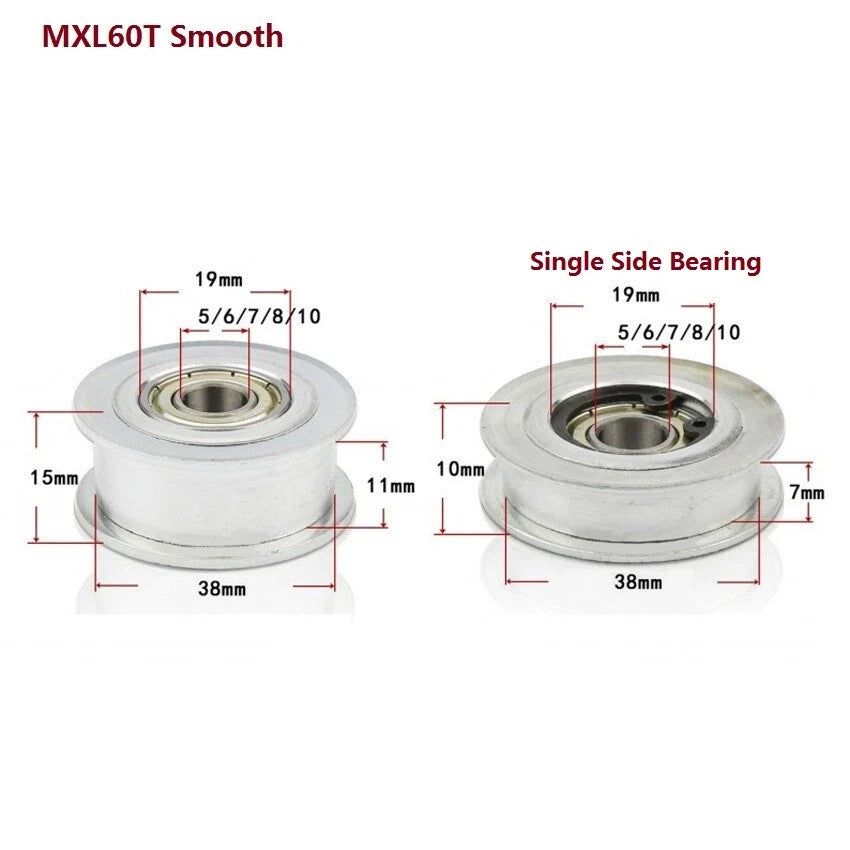 MXL Timing Belt Drive Tensioner Pulley Smooth Tooth/Toothed Idler Width 7/11mm