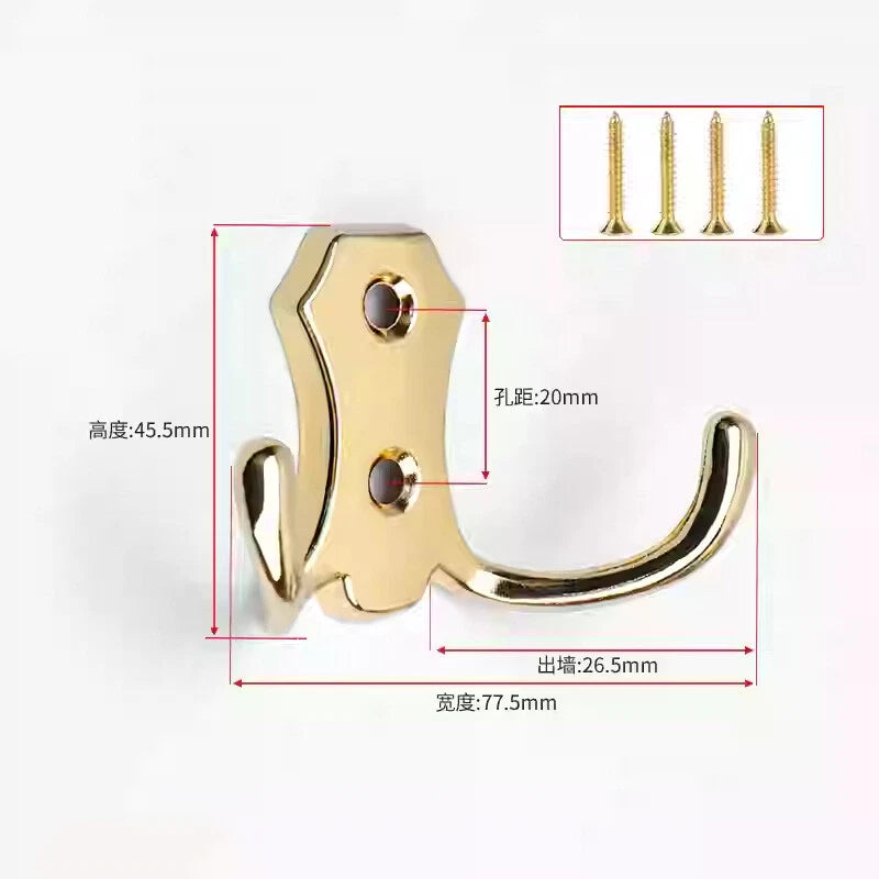 Double Hat Coat Hooks Hanger Door Wall Cloth Towel Holder Organiser Rack Robe