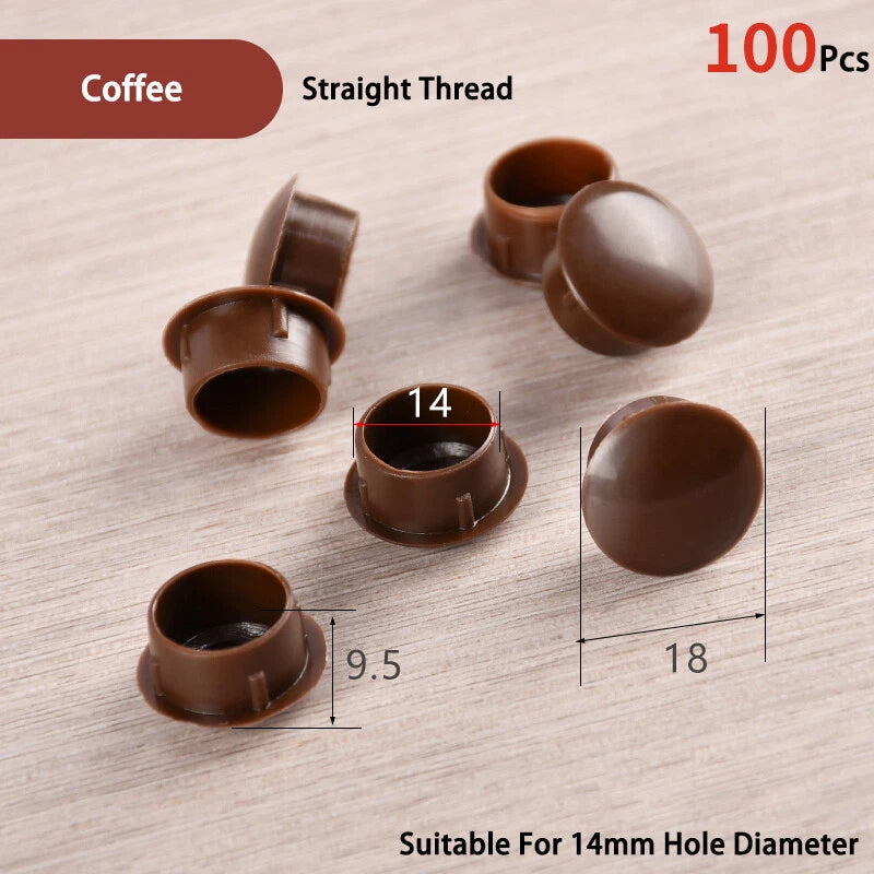 Plastic Screw Hole Cover Caps – For 5mm to 16mm Holes (100-Pack) – Multiple Colors