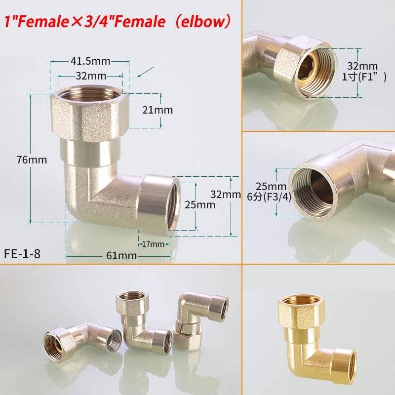 Brass Compression Fittings — Straight Coupling & Elbow Connector, 1/2" 3/4" 1" Female/Male