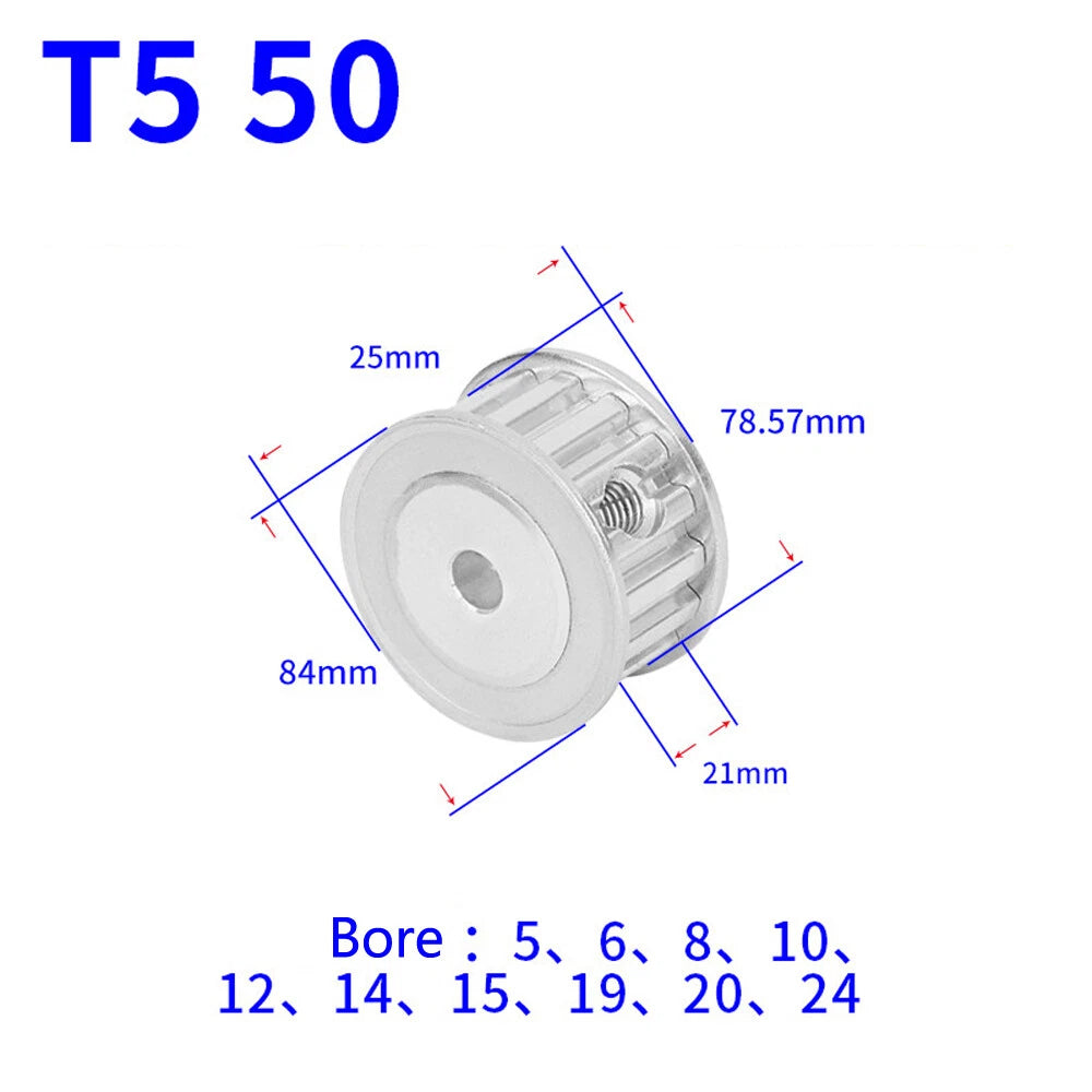 T5 12T-60T Timing Belt Pulley Pitch 5mm AF-type With Keyway Teeth Width 21mm