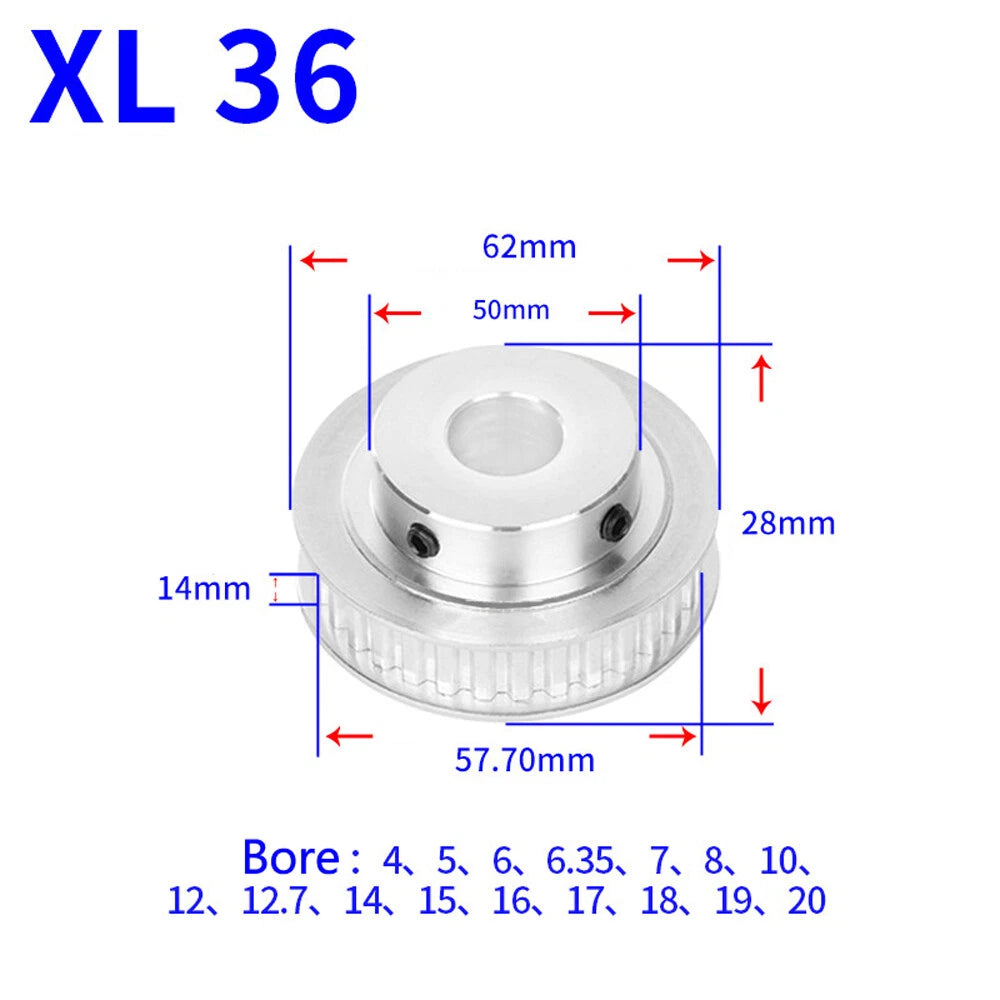 XL 10-40Teeth Timing Belt Pulley Pitch 5.08mm With Step Drive Pulleys Width 14mm