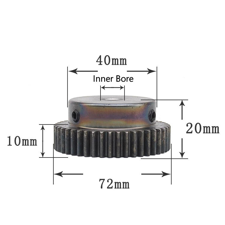 Steel 45# Mod 1 Spur Pinion Gear 40-80 Teeth Motor Gear 6-25mm Bore With Screw