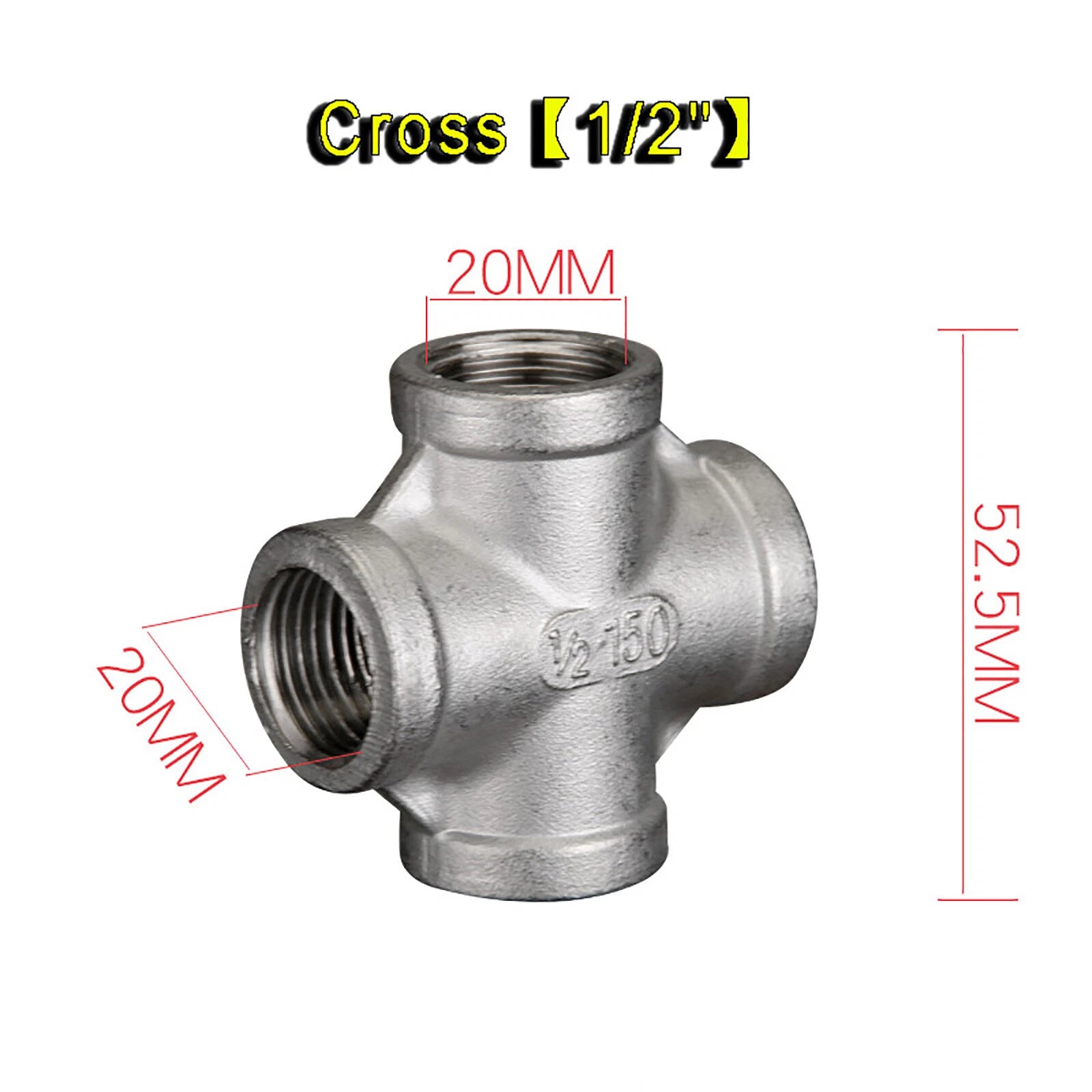 BSP Tee & Cross Pipe Fittings — 304 Stainless Steel, 1/8" to 2", Equal & Reducer