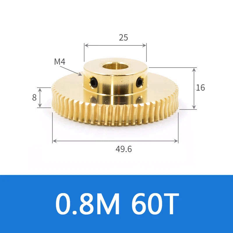 Brass Worm Wheel Gear 0.5/0.8/1/1.5 Module Transmission Gear Worm Rod Gear Shaft