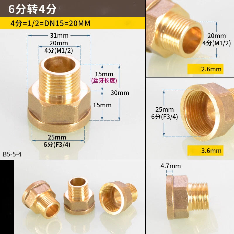 Hex Reducer Bushing Female to Male NPT Hose Fitting — 1/8" to 1" Sizes
