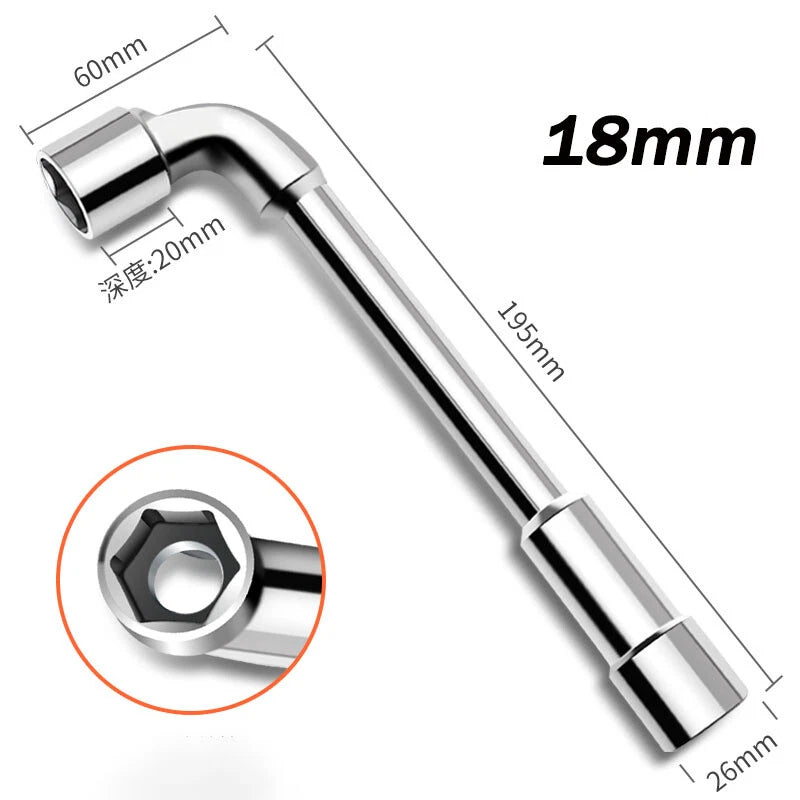 6mm-24mm Metric L Shaped Angled Open Hex 6 point Socket Wrench Doubleend Spanner