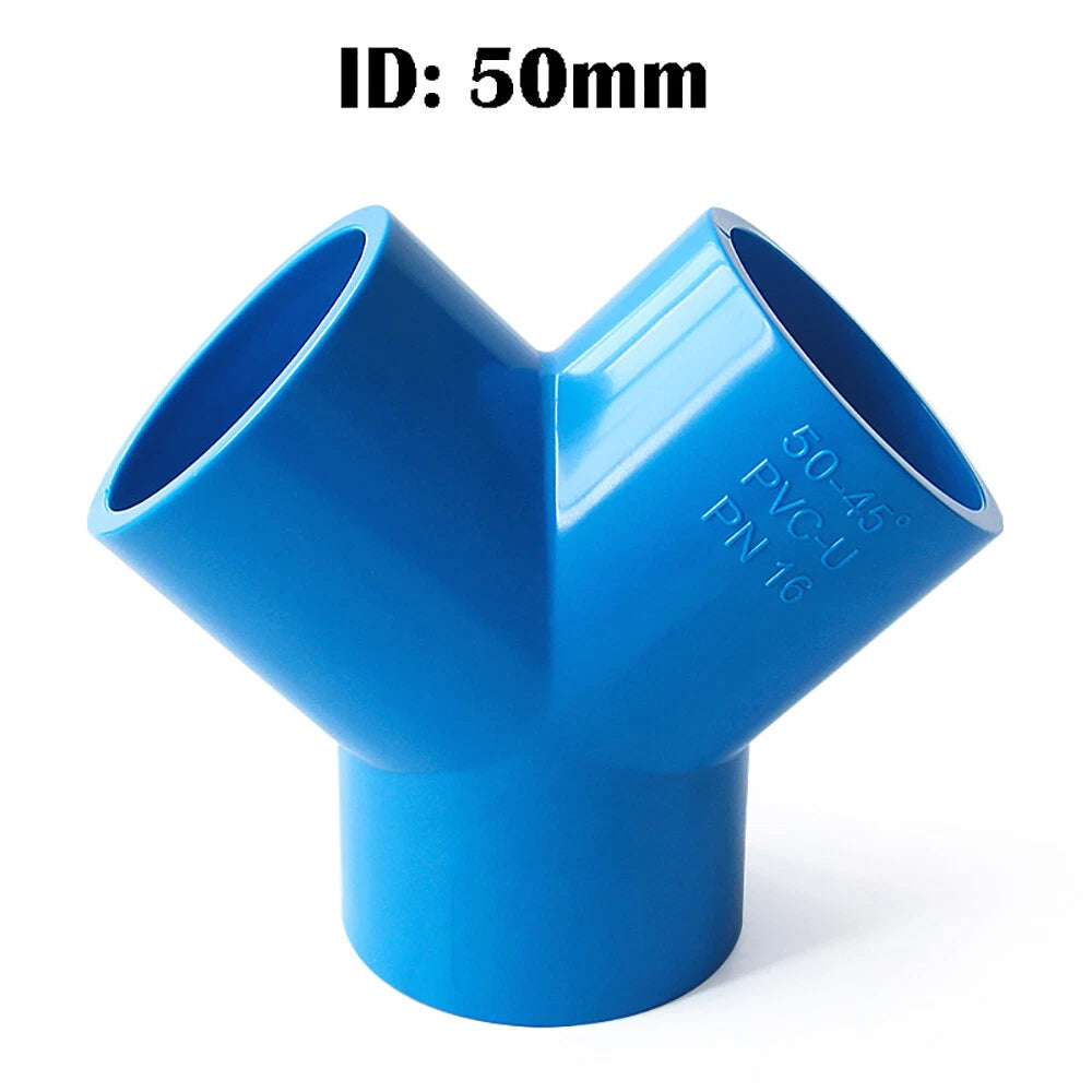 PVC Y-Fitting ID 20~63mm White Blue Grey PVC Y-Type Pipe Fitting Split Fittings