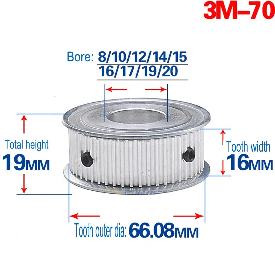 3M Timing Belt Pulley 12T-120T Synchronous Wheel Sprocket For 15mm Width Belt