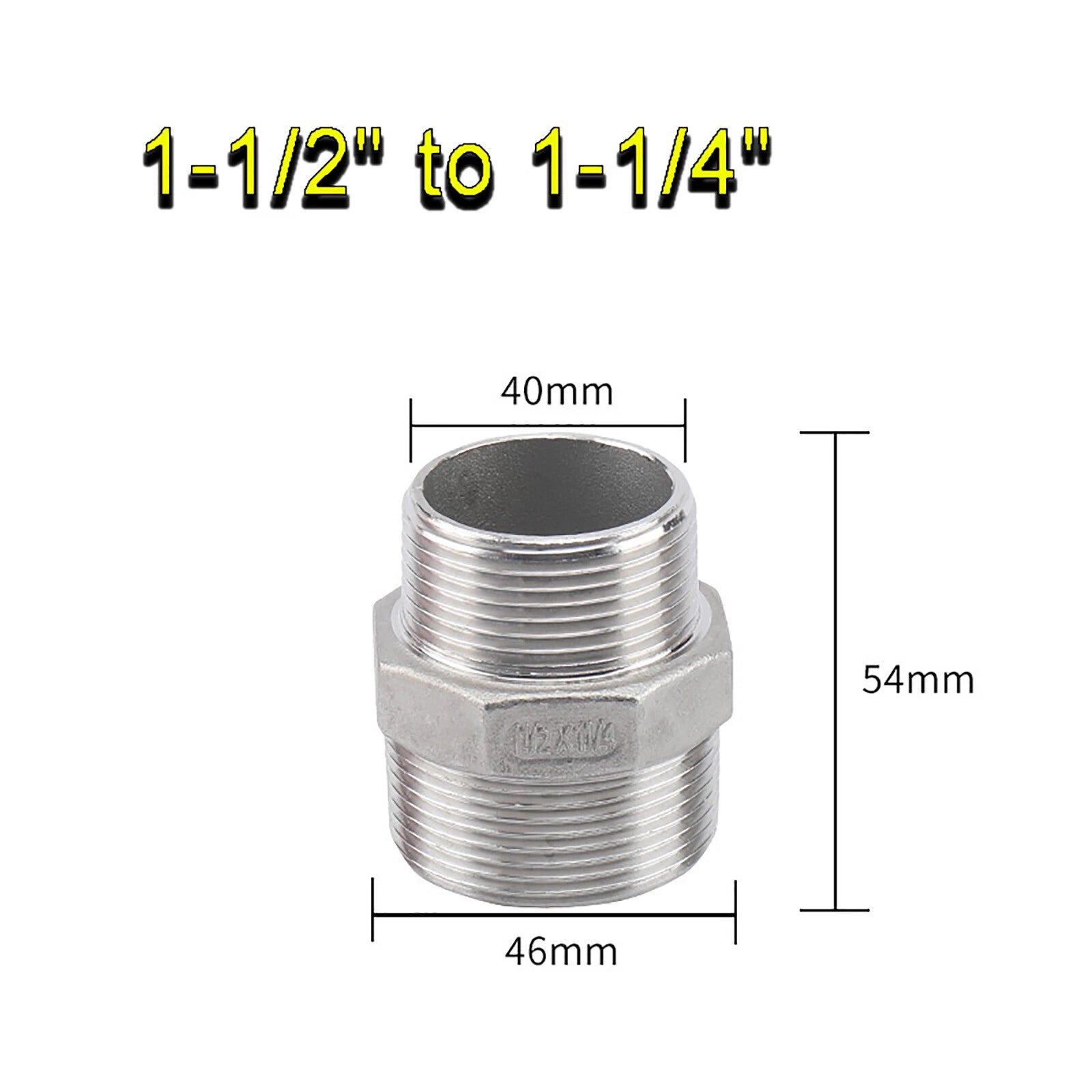 BSP Male to Male Reducing Hex Nipple 304 Stainless Steel Pipe Connector