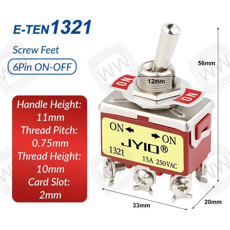 Heavy Duty Metal Toggle Switch – 15A 250VAC, 2/3/4/6 Pin, ON-OFF & ON-OFF-ON
