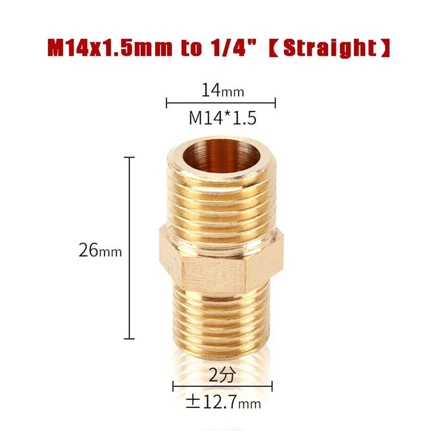 M14x1.5mm & M22x1.5mm Brass Pipe Fittings — Straight, Elbow, Tee, Cross, Coupler Adapters