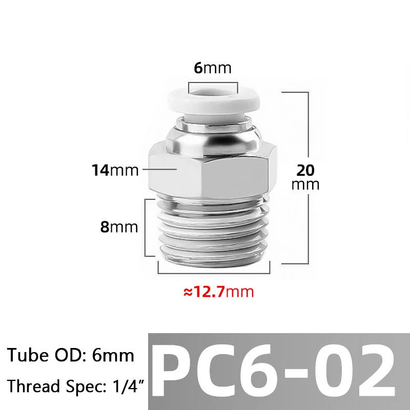Straight Male Stud Push-to-Connect Pneumatic Fitting for Air & Water Hose