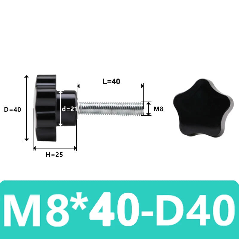 M5/6/8/10 Pentagram Star Thumb Screws Hand Grip Knob Bolts Carbon Steel/Bakelite