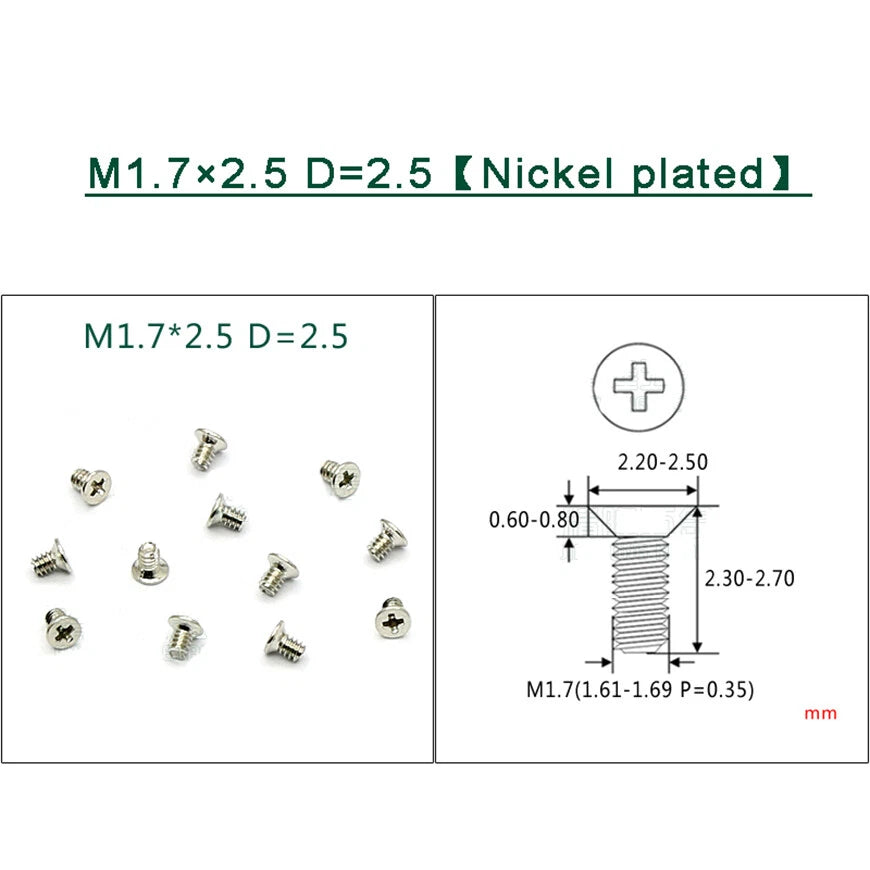 M1–M1.8 Phillips Countersunk Flat Head Machine Screws – Carbon Steel or 304 Stainless, Multiple Finishes