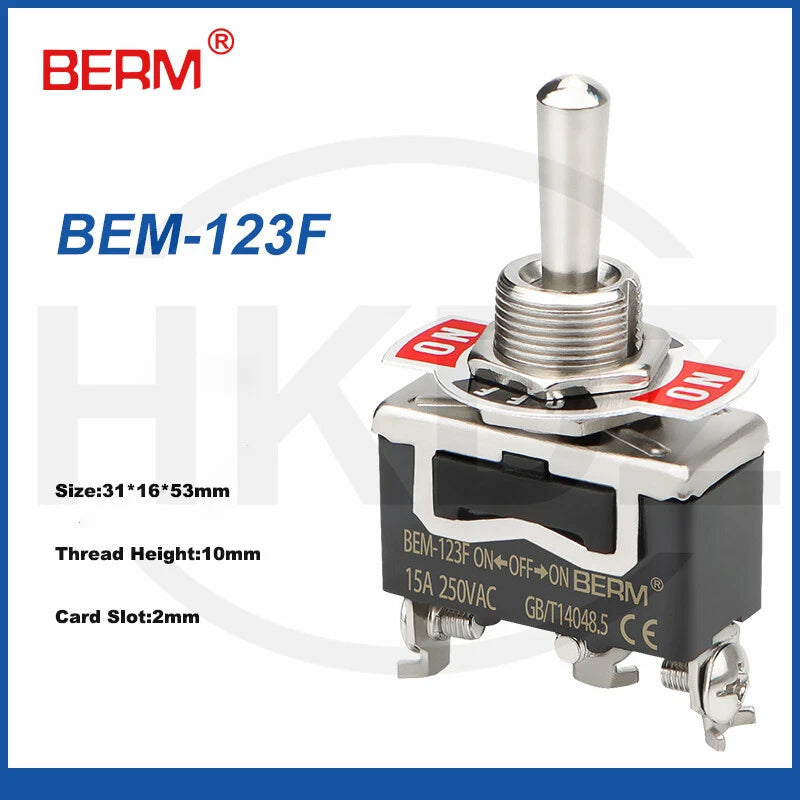 Metal Toggle Switch 250VAC 15A — SPST / SPDT / DPST / DPDT Panel Mount Flick Switch