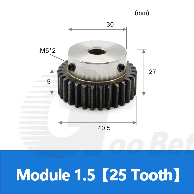Spur Gear C45 Steel Mod 1.5 with Hub 12-60 Tooth Motor Pinion Hardened Precision