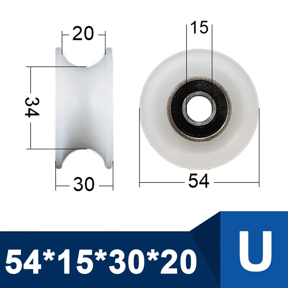 OD 30-85mm Nylon Pulley Wheel with Ball Bearing U/V/H Groove for Door and Window