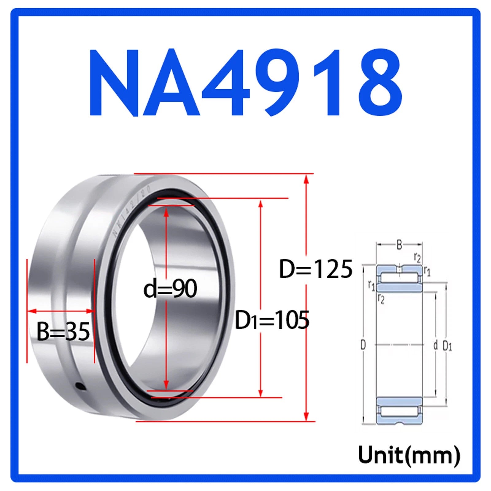 Needle Roller Bearings With Inner Ring High-Quality NA4900 - NA6920 ID 10-100mm