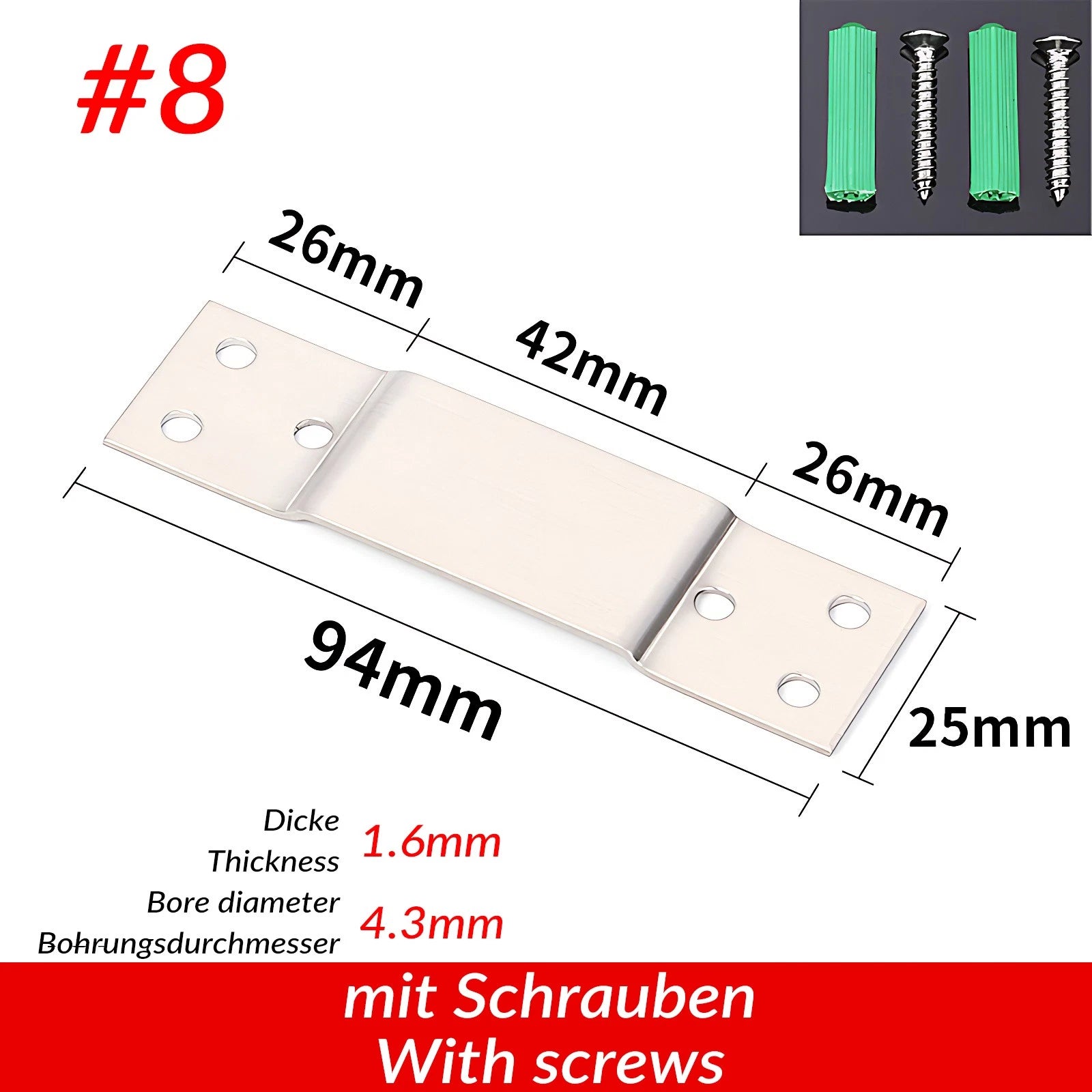 U Shaped Brackets Flat Hooks Stainless Hooks Ceramic Tile Display Bracket