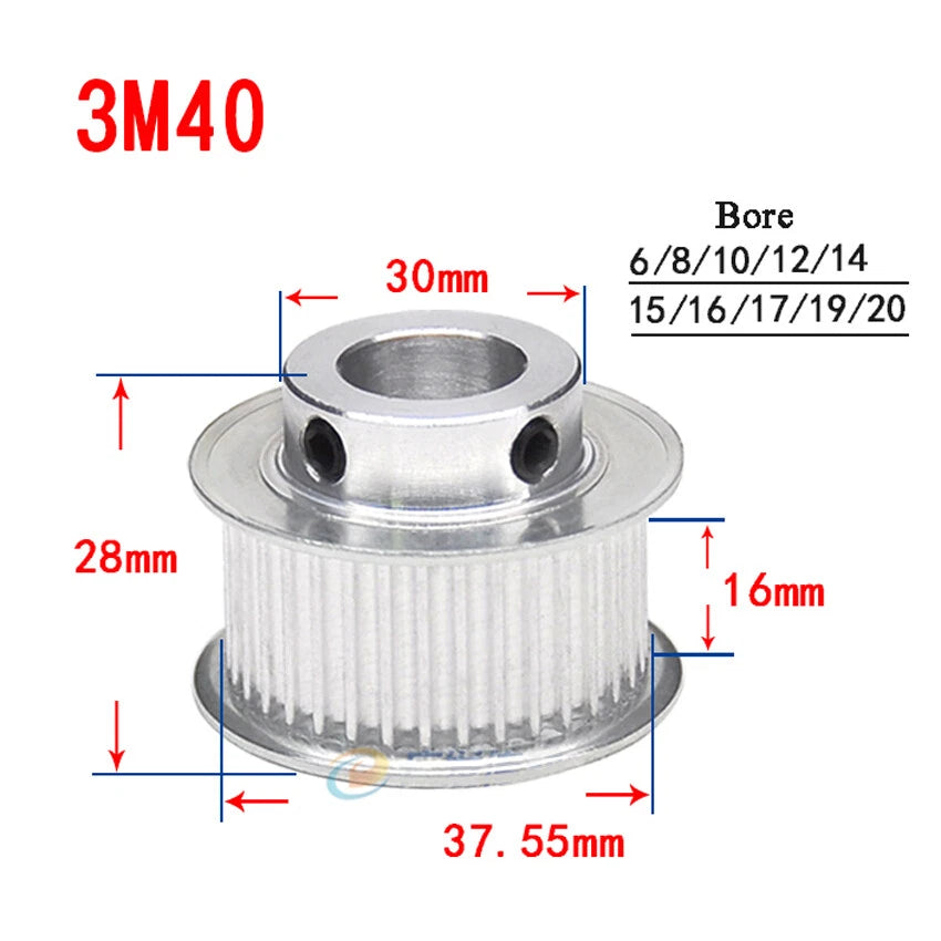 HTD-3M 12T-150T Timing Belt Pulley With Step Bore 8-25mm, For 15mm Width Belt