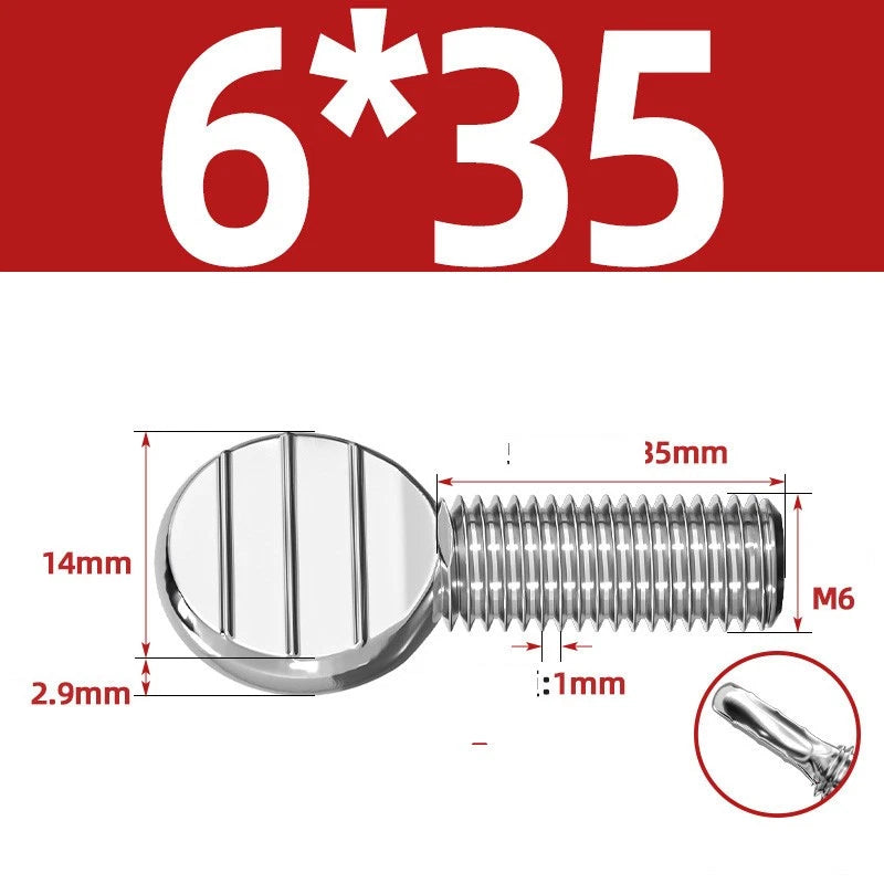 M4–M10 & 1/4"-5/16" Spade-Head Thumb Screws – A2 304 Stainless Steel, Tool-less Hand Grip