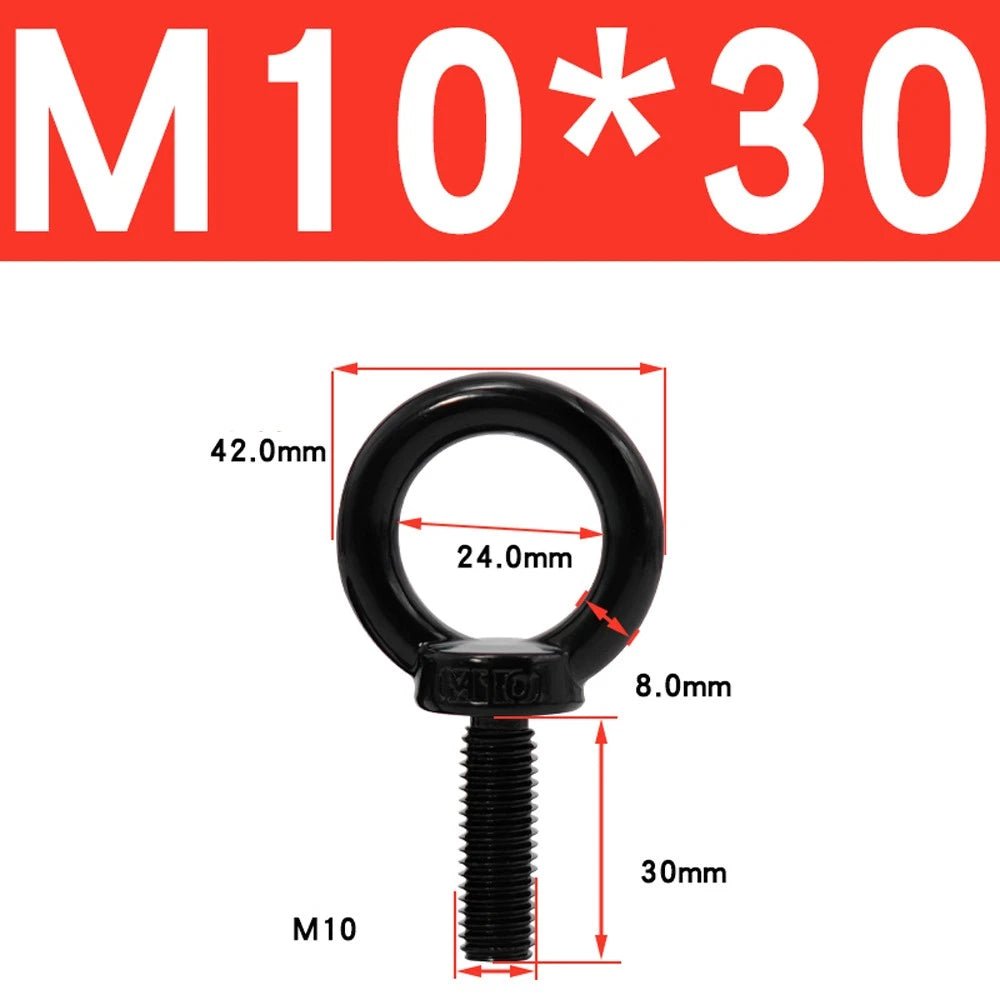 Black 304 Stainless Steel Eye Bolts and Eye Nuts — M3 to M20 Lifting Hardware - HomeDIYer