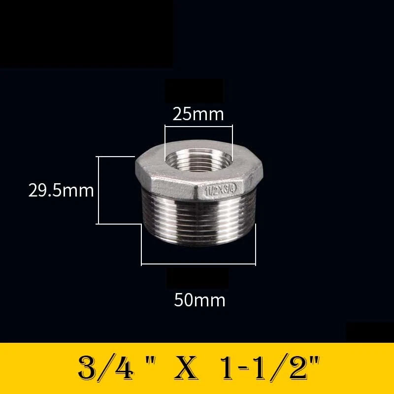304 Stainless Steel Reducing Bush Adaptor | Male to Female NPT Pipe Fitting