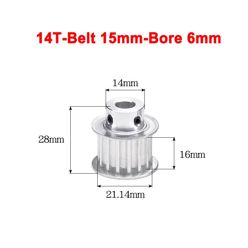 5M Timing Belt Pulley 10T 12T 14T 15T 16T 18T Bore 5mm-12mm for 15mm Width Belt