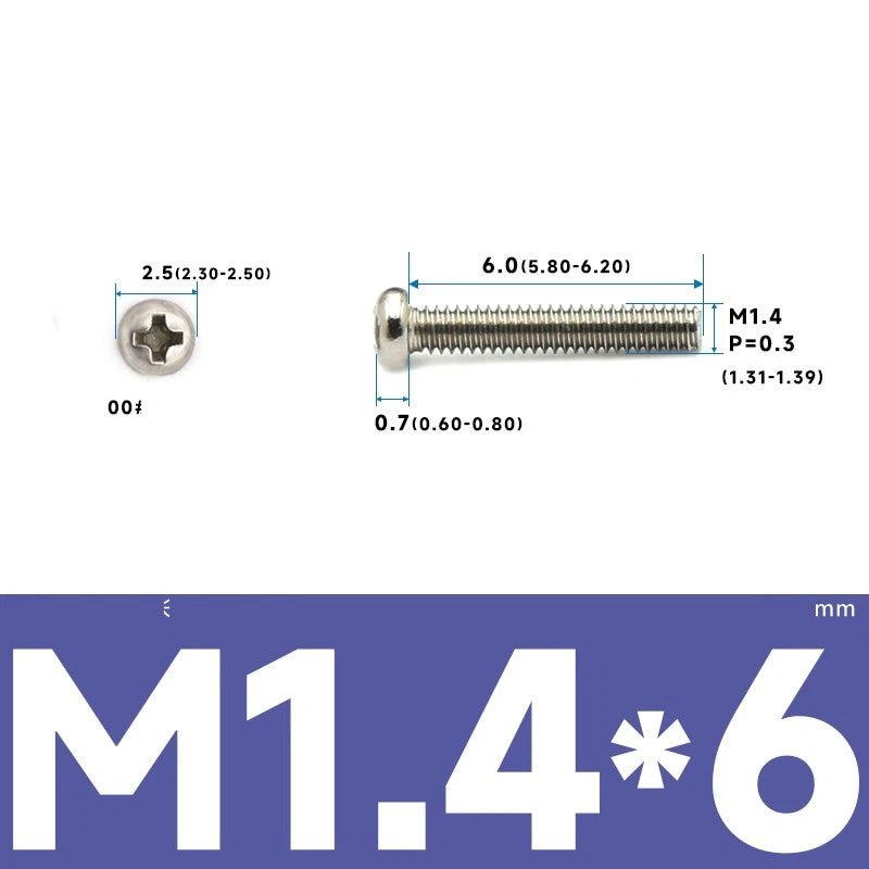 M1–M2.5 Pan Head Phillips Machine Screws – A2 Stainless Steel (304), Fully Threaded - HomeDIYer