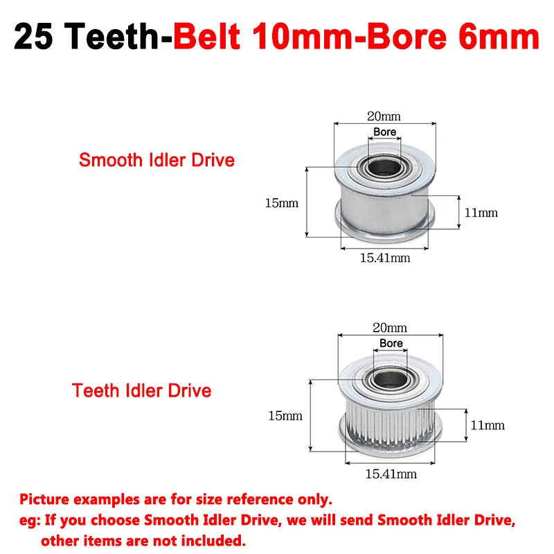 2GT Smooth-Tooth Idler Pulley 16Tooth - 40Tooth Bore 3mm 4mm 5mm 6mm 7mm 8mm