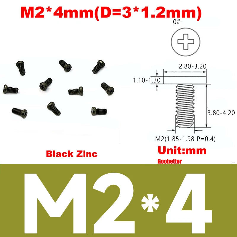 CM2/CM2.5/CM3/CM4 Ultra Thin Wafer Flat Head Phillips Screws – For Laptop & Computer Repair (M2–M4)