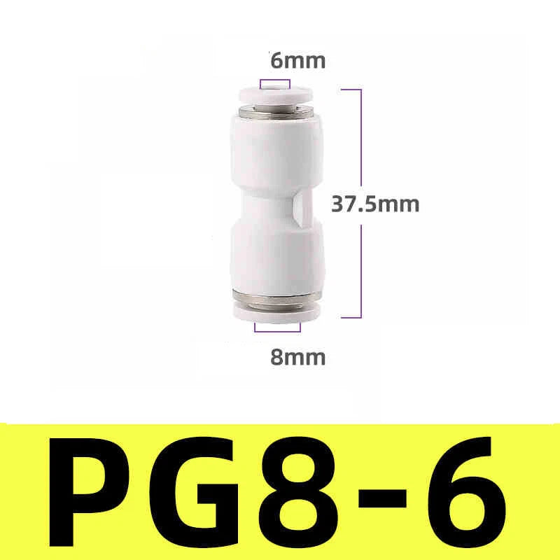 White Pneumatic Push Fit Connector Tube Pipe Joiner Air Water Lines Hose 4-16mm