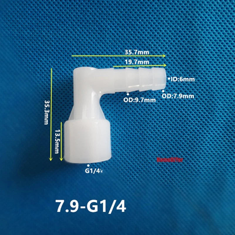 90° Elbow Plastic Female Thread Barbed Connectors Pipe Hose Water Reducer Joiner