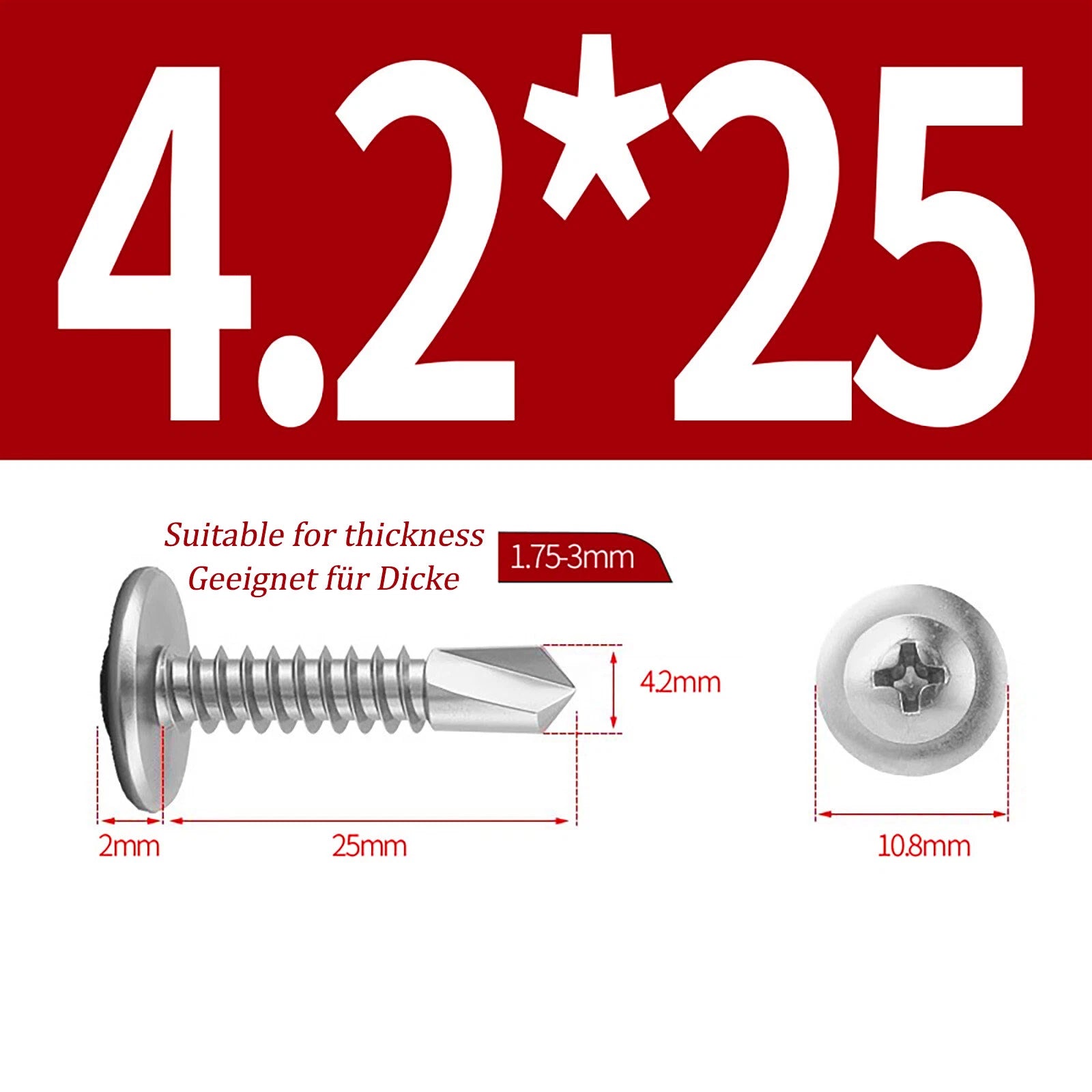 Self Drilling Wafer Head Screws – 304/410 Stainless & Galvanized Steel, M4.2 M4.8