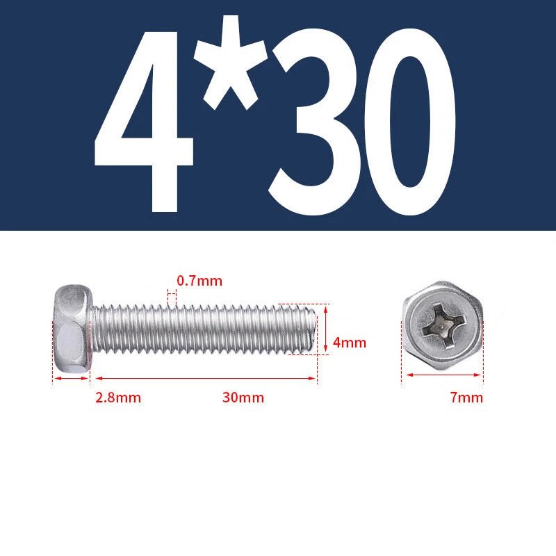 A2 Stainless Steel Hex Head Machine Screws – M3 M4 M5 M6 M8, Fully Threaded (304 Grade) - HomeDIYer