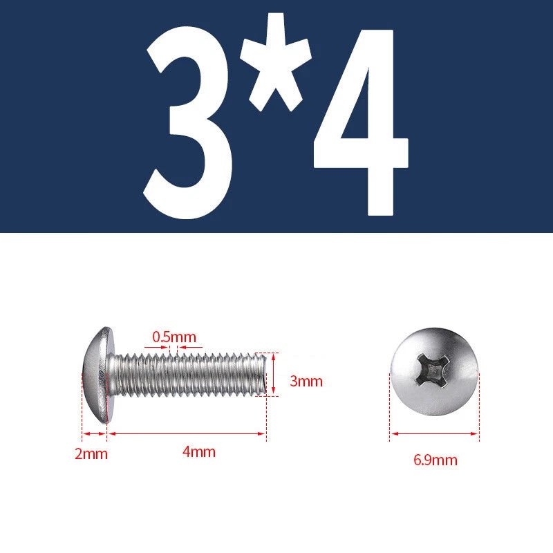 Phillips Button Head Machine Screws — Steel M2 M2.5 M3 M4 M5 M6 - HomeDIYer