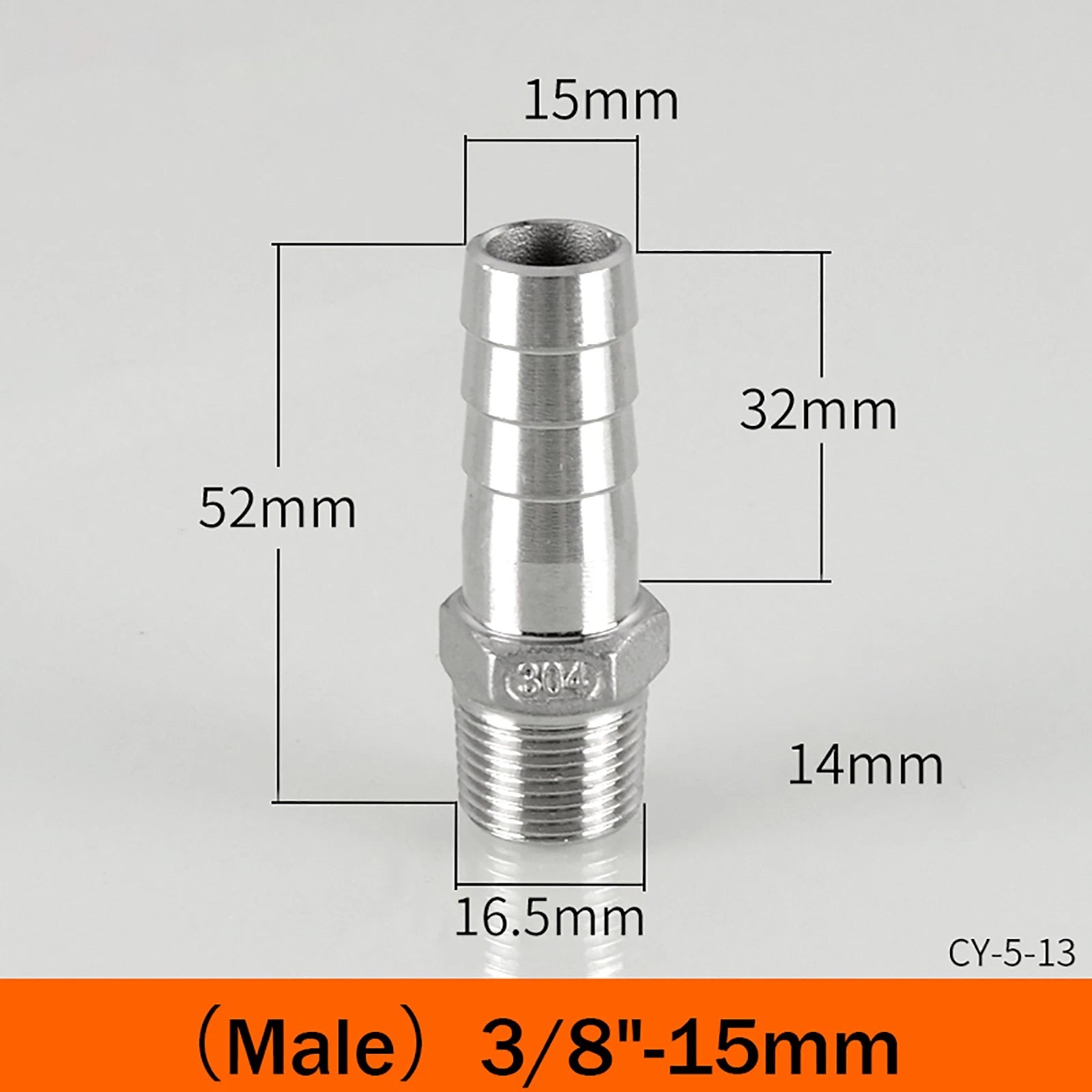 BSP Male Taper Thread x Hose Tail Adapter Fittings — Stainless Steel 304