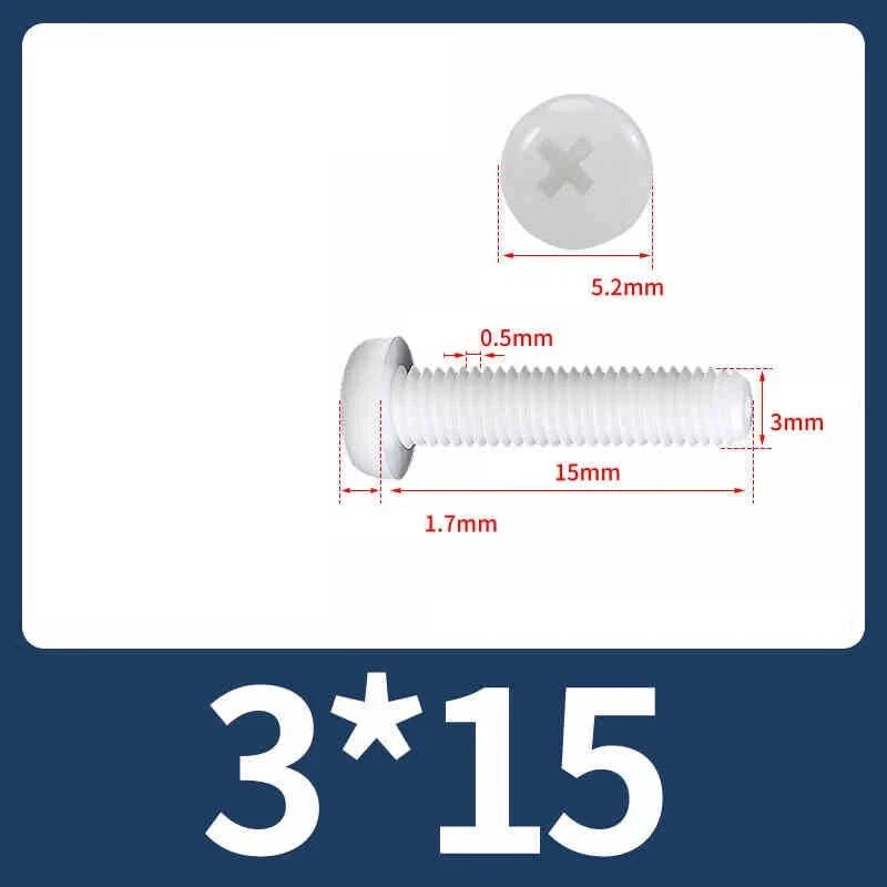 White Nylon Phillips Pan Head Machine Screws – M2 to M8, Non‑Conductive & Corrosion‑Free (PA66)