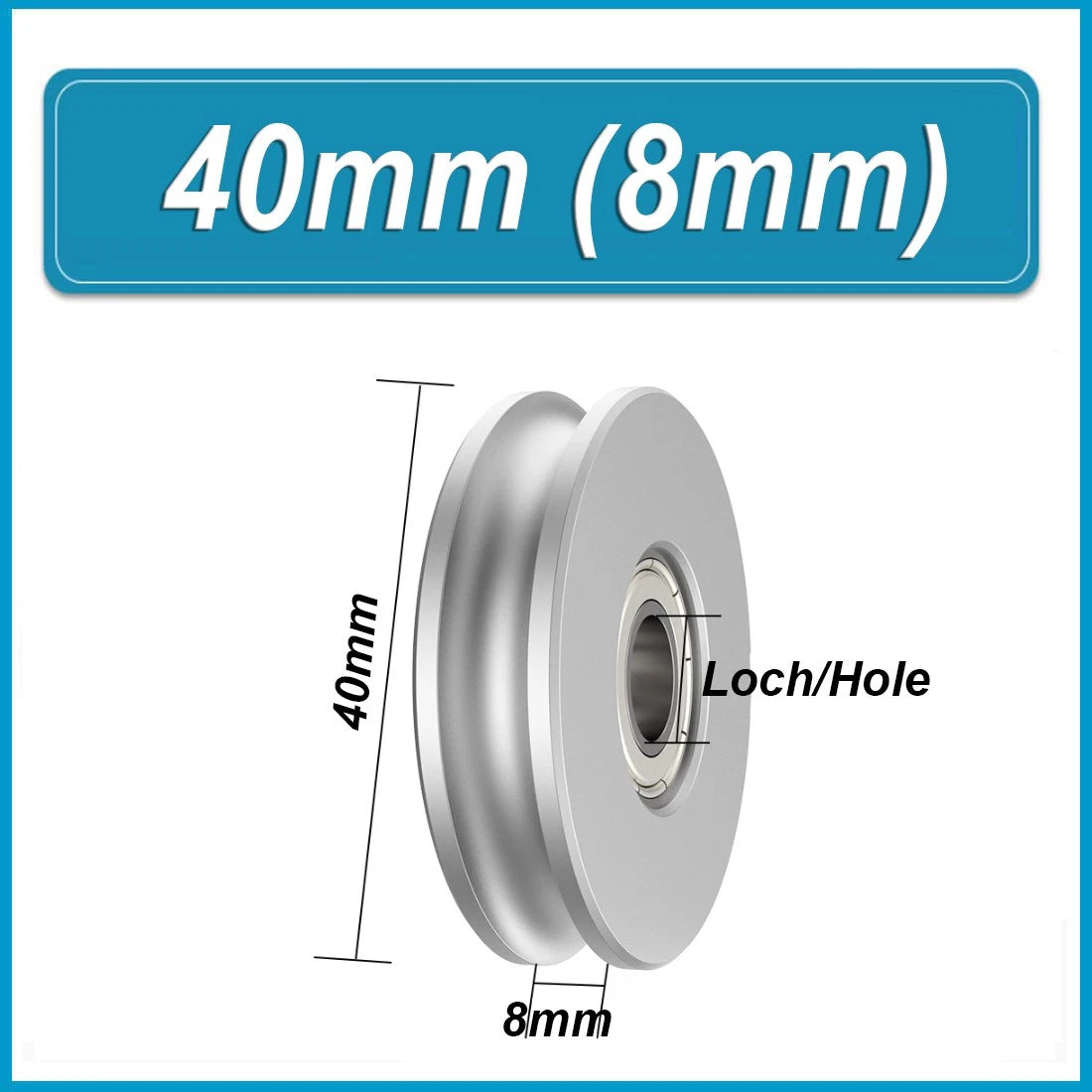 U-Groove Aluminum Pulley Wheel OD 30/40/50/60/80mm Bearing Pulleys Hole 5~15mm