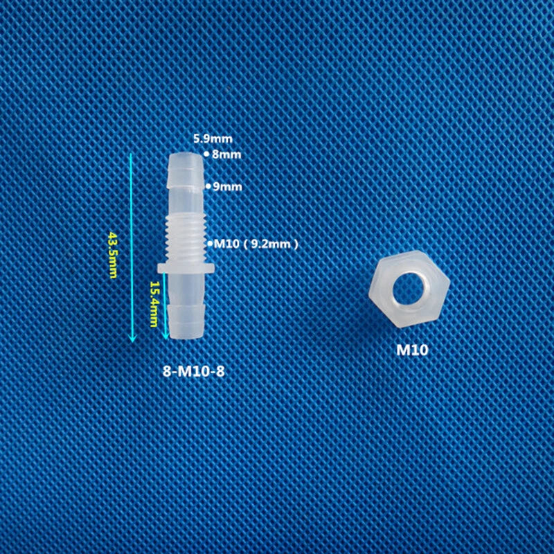Bulkhead Straight Plastic Hose Connector with Nut — Barbed Thread Pipe Fitting